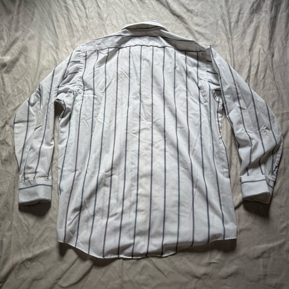 Vintage White Striped Button Down Shirt Wentworth Size 16 1/2 32/33 Front Pocket - Picture 5 of 5